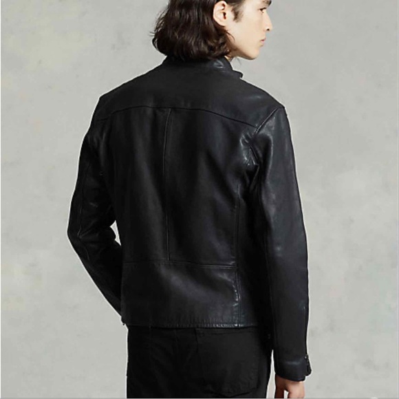 Polo Ralph Lauren Lambskin Café Racer Leather Jacket - Picture 12 of 13